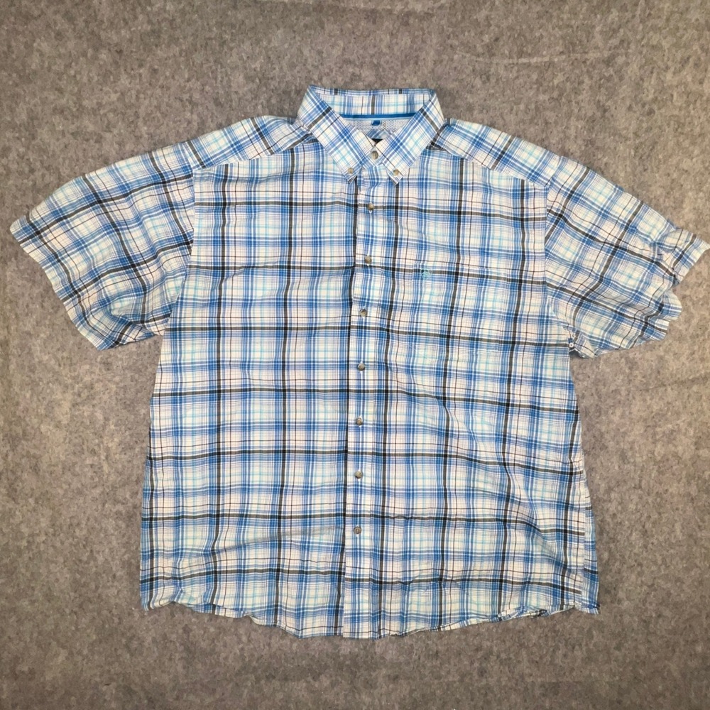 Ariat Pro Series Micah Men's XXL Blue Plaid Short Sleeve Western Button Down